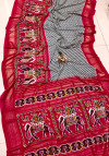 Rani pink color pashmina silk saree with patola design