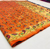 Orange color patola woven design silk saree with gold zari weaving work