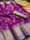 Purple color handloom silk saree