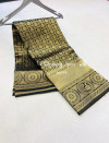 Black color soft banarasi silk saree with zari woven border