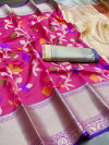 Pink color handloom silk saree