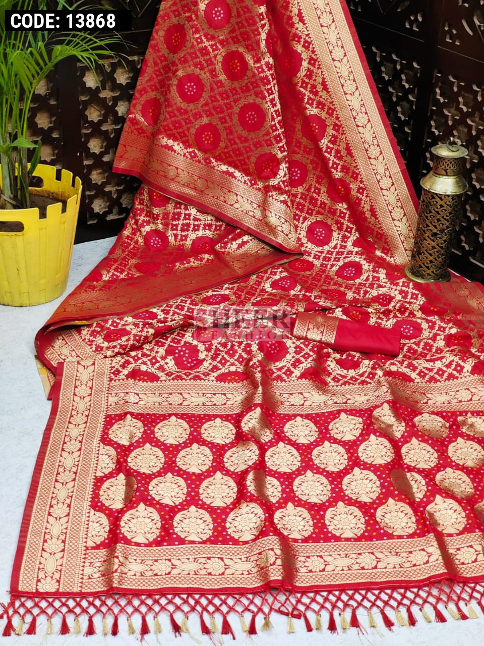 Cherry Soft Banarasi Saree with Designer Blouse | TST | The Silk Trend