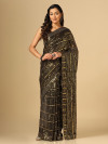 Black color georgette saree with sequence work