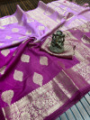 Lavender and Magenta color soft organza silk saree with zari weaving work