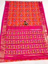 Orange color soft cotton patola saree with foil printed work
