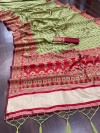 Pista green color soft cotton patola saree with foil printed work