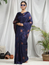 Nany blue color soft banarasi silk saree with zari weaving work