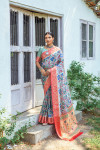 Pista green color paithani silk saree with digital printed work