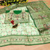 Pista green color patola silk saree with meena zari weaving work