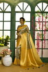 Yellow color soft silk saree with digital printed work