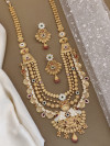 Designer Brass Gold Long Antique Necklace Set