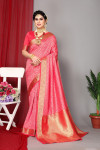 Gajari color banarasi silk saree with zari weaving work