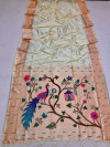 Off White color paithani silk saree with zari weaving work