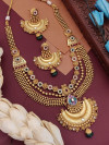 Awesome Designer Brass Gold Long Antique Necklace Set