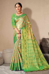 Green color kanjivaram silk saree with jacquard work