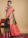 Black color kanchipuram silk saree with digital printed work