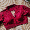 Red color pure cotton stylish collar blouse