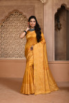 Yellow color handloom raw silk saree with woven design