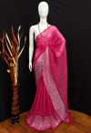Pink color soft georgette saree with foil printed work