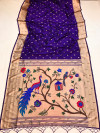 Violet color paithani silk saree with zari weaving work