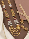 Meenakari gold plated Pearl Designer Long Necklace Set