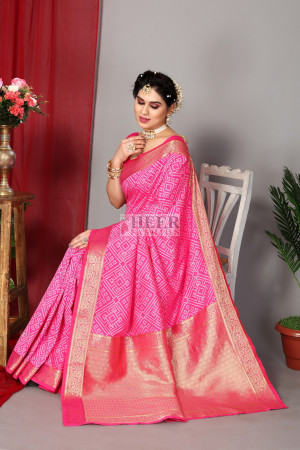 Sona Rani Pink Soft Handloom Kanjivaram Silk Saree – PROLISMA