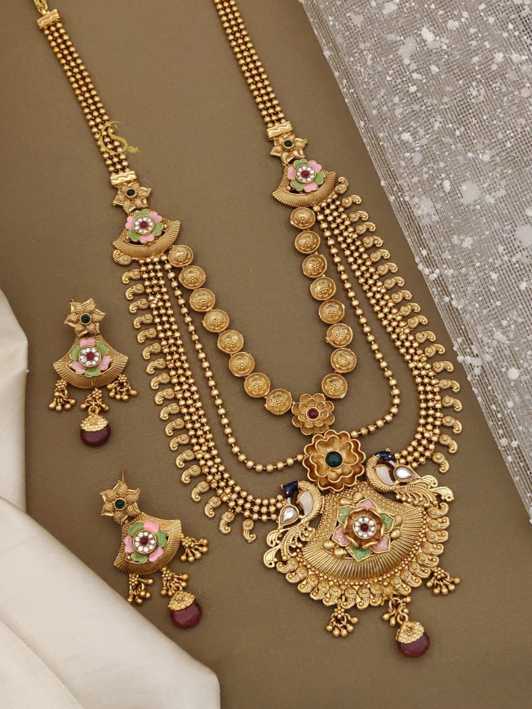 Golden (Base) Antique Jadtar Copper Necklace Set at Rs 2400/set in Ahmedabad
