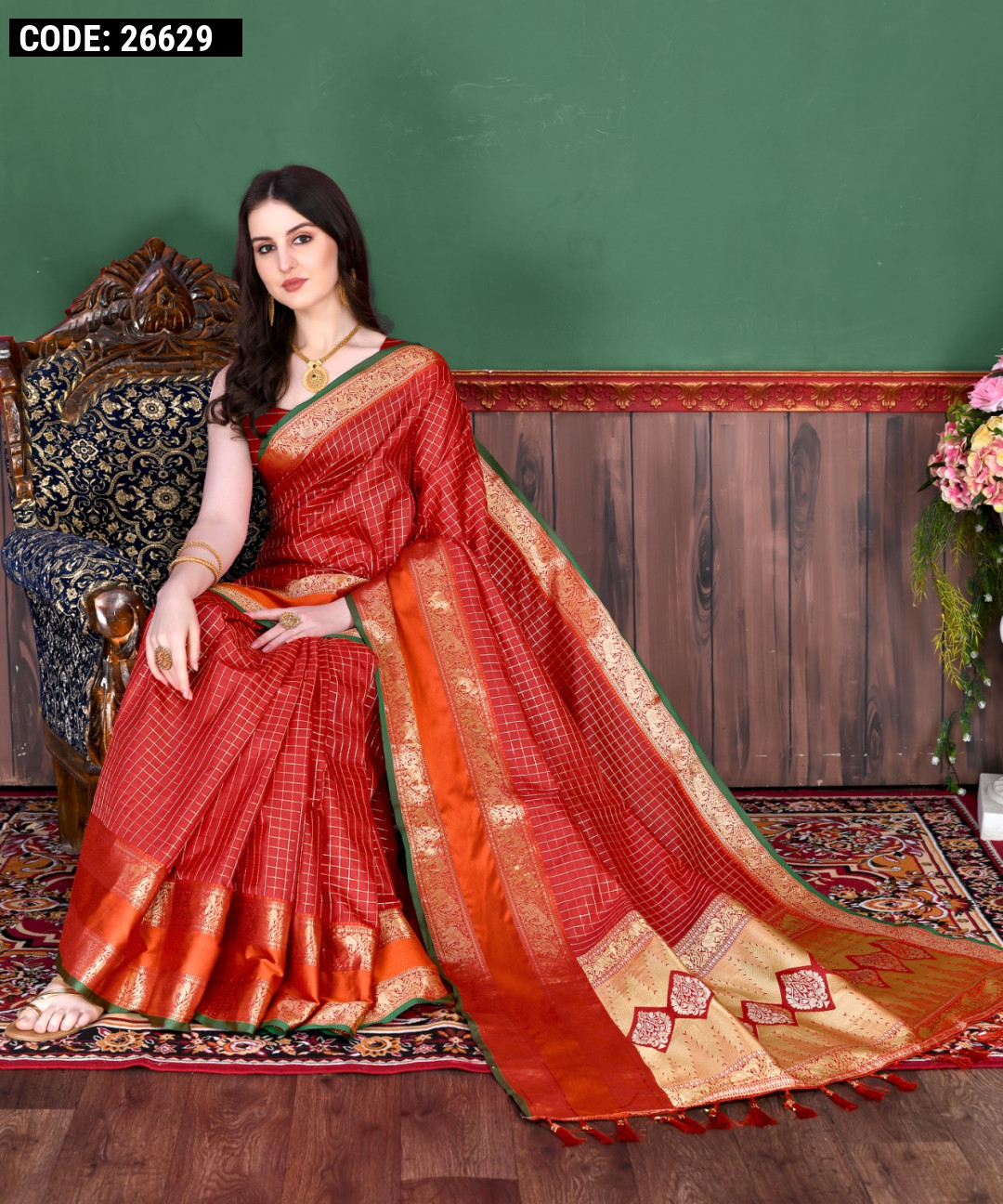 FaceDeal Party Wear Designer Red Color Pure Cotton Saree With Blouse Piece  (88) at Rs 675 in Surat