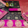 Blue color banarasi Silk Jacquard weaving work saree