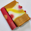 Yellow color handloom linen saree with digital printed work