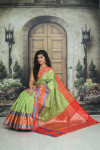 Green color kanchipuram handloom weaving silk saree with zari work