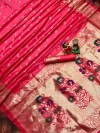 Pink color soft banarasi silk saree golden zari work