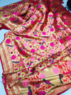 Red color pure kanchipuram silk saree with zari weaving work