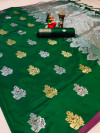 Green color lichi silk saree with meenakari & zari weaving work