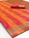 Peach color Soft Banarasi silk weaving work saree