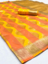 Yellow color Soft Banarasi silk weaving work saree