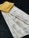 White color pure Satin silk saree