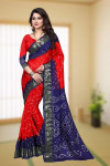 Multi color art silk bandhani saree with zari weaving border
