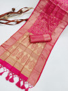 Pink color soft kanchipuram silk saree with zari work