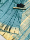 Rama green color soft assam silk saree with zari weaving work