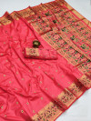 Gajari color paithani silk saree with golden zari weaving work