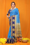 Firoji color soft banarasi silk saree with zari weaving work