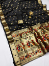 Black color paithani silk saree with zari weaving work