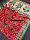 Red color banarasi  patola silk saree with beautiful weaving work