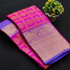 Rani pink color kanchipuram silk saree with golden zari work