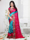 Multi color soft bandhej silk saree