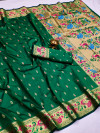 Dark green color paithani silk saree with zari weaving work