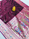 Brown color paithani silk saree with gold zari weaving work