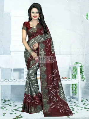Multi color soft bandhej silk saree