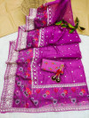 Purple color organza silk saree with embroidery work